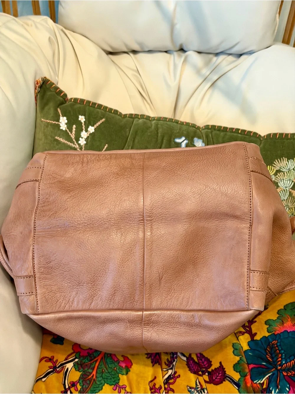 Free People Leslie Leather Tote – Wild Mushroom – Oversized Distressed Leather